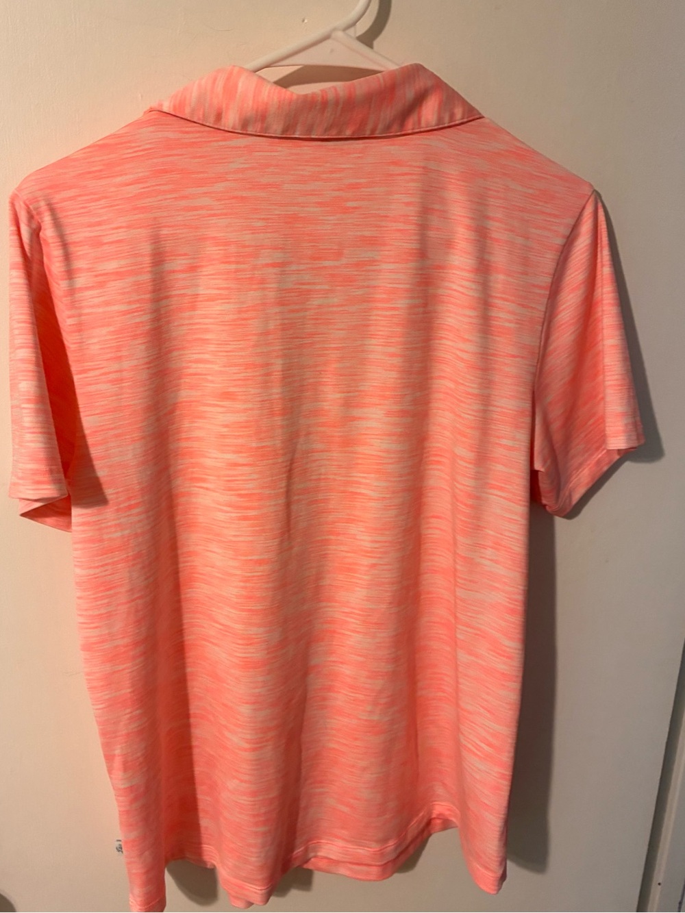 Lady Hagen Coral-Pink collared athletic top. Size Large - Picture 2 of 11